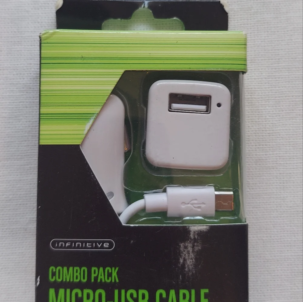 Combo Pack Micro USB Cable, Car Charger and Wall Charger New, Unused